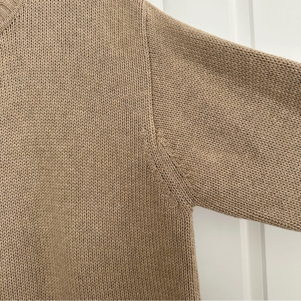 L.L.Bean Fall Tan / Taupe 100% Cotton Crewneck Knit Sweater